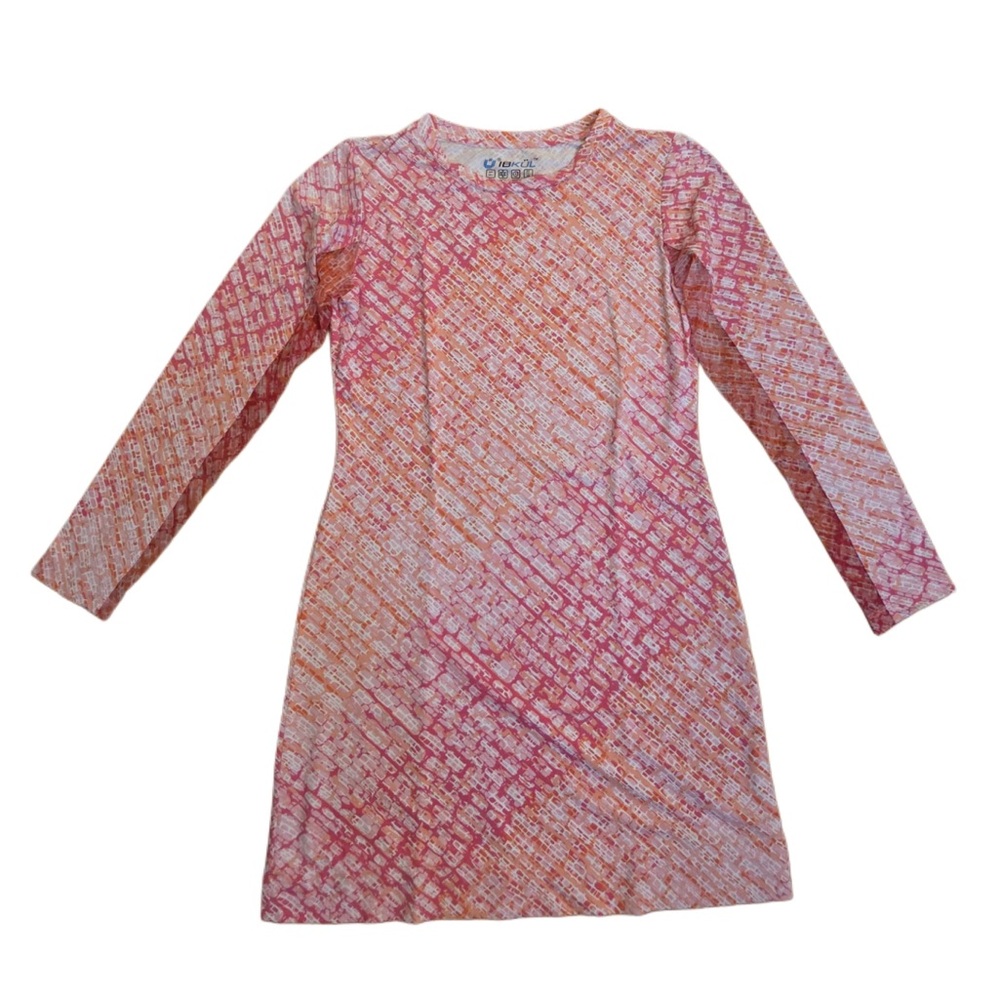 IBKUL Pink and Orange Patterned Long Sleeve Dress!